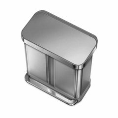 58L dual compartment rectangular step can with liner pocket + 4.5L round step can