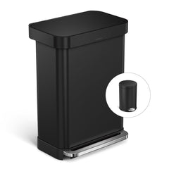 55L rectangular step can with liner pocket + 4.5L round step can