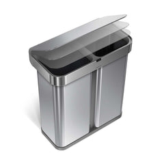 58L dual compartment rectangular sensor can with voice and motion control - brushed finish - lid closing image