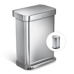 55L rectangular step can with liner pocket + 4.5L round step can