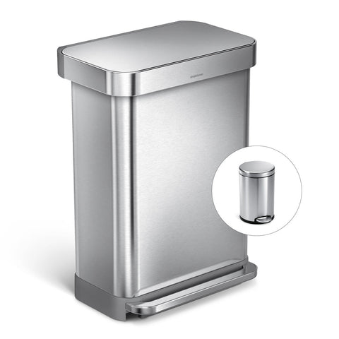 55L rectangular step can with liner pocket + 4.5L round step can
