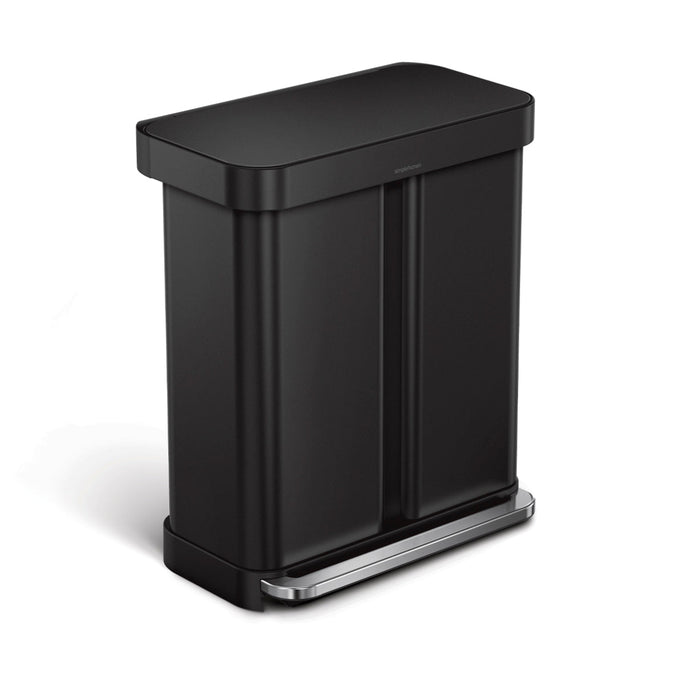 58L dual compartment rectangular step can with liner pocket + 4.5L round step can