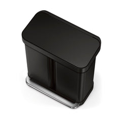 58L dual compartment rectangular step can with liner pocket + 4.5L round step can