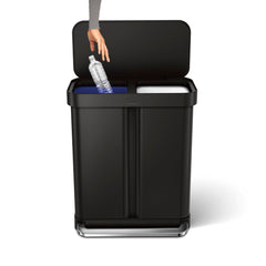 58L dual compartment rectangular step can with liner pocket + 4.5L round step can