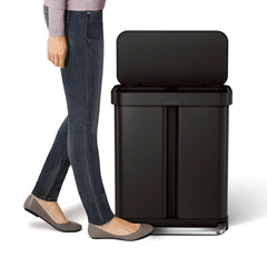 58L dual compartment rectangular step can with liner pocket + 4.5L round step can