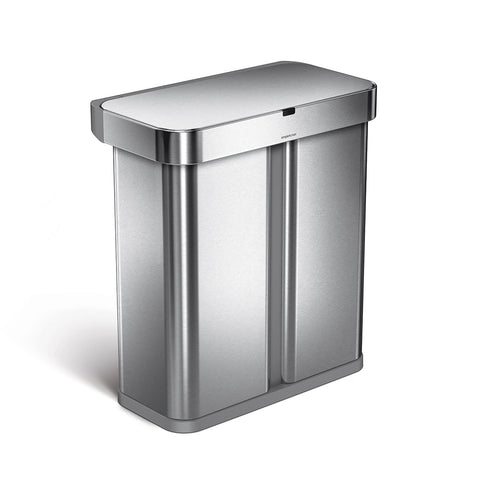 58L dual compartment rectangular sensor can with voice and motion control + 4.5L round step can