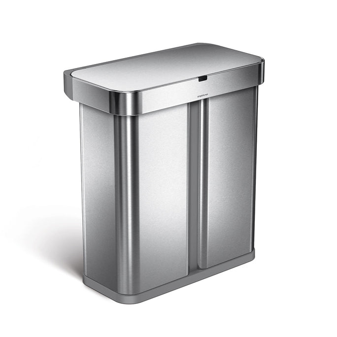 58L dual compartment rectangular sensor can with voice and motion control + 4.5L round step can