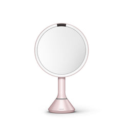 sensor mirror with touch-control brightness and dual light setting - pink finish - front view main image