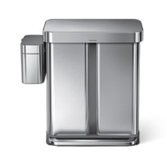 58L dual compartment rectangular step can with liner pocket + compost caddy