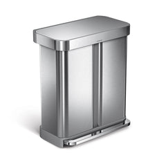58L dual compartment rectangular step can with liner pocket + 4.5L round step can