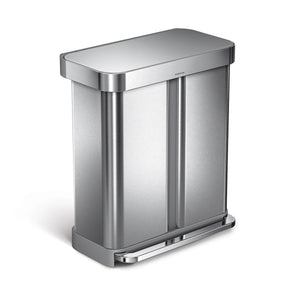 58L dual compartment rectangular step can with liner pocket + 4.5L round step can