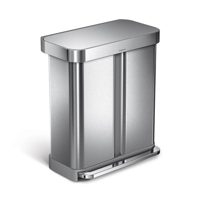 58L dual compartment rectangular step can with liner pocket + 4.5L round step can